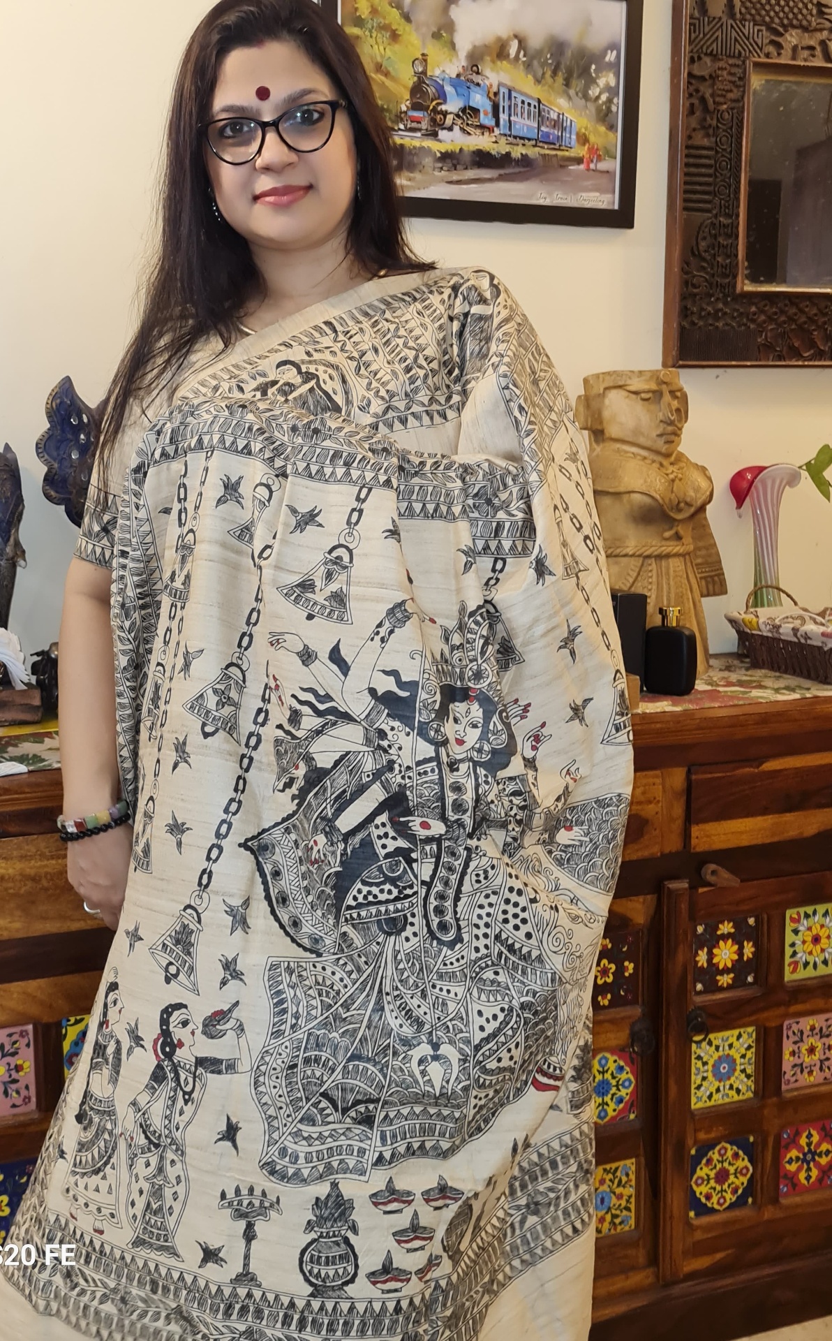 Handpainted Tussar saree